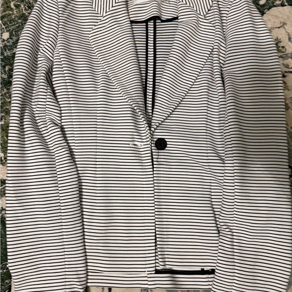 Calvin Klein Black and White Striped Blazer